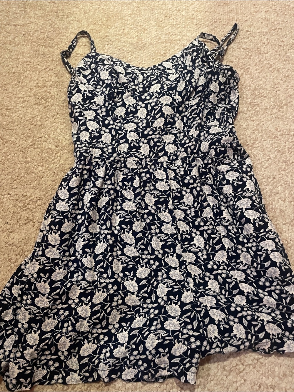 Lily Rose Navy Floral Spaghetti-Strap Romper